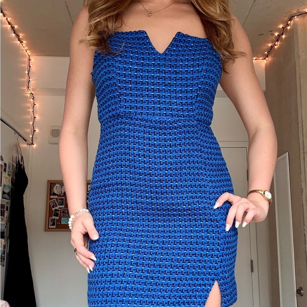 Size S - NWT ZARA Blue Tweed Tank Dress